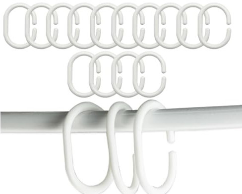 Anelli per tenda da doccia, 14 ganci per tenda da doccia in plastica, anelli per tenda da doccia a forma di C