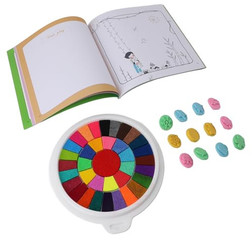 SASKATE Kit y Libro de Pintura de Dedos para Niños, Almohadilla de Sello de Huellas Dactilares Lavable de con Cubierta de Sellado, para Dibujar