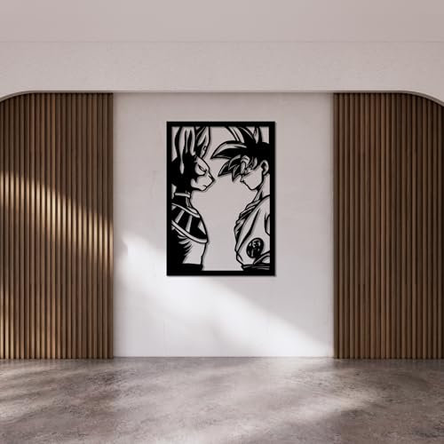 Cuadro de Dragon Ball – Goku vs Bills en madera con silueta 3D – Arte mural anime para decoración de pared moderna, con opción gran formato, ideal para fans y coleccionistas