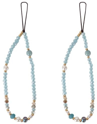 Marjoramy Cadena para teléfono móvil antipérdida 2 Unidades,Cadena para Teléfono Móvil De Moda,Universal Degradado de Color Natural Piedra de Cristal Natural Cadena Para Teléfono Móvil
