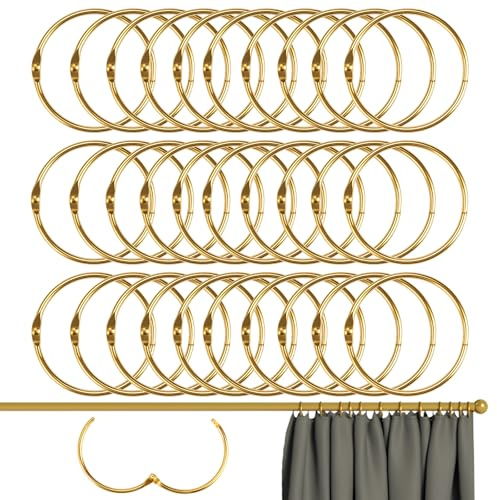 30 Pezzi Anelli per Tende da Aprire, 50 mm Anelli per Tenda da Doccia Rotonda, Clip in Metallo per Tende e Aste per Tende, Facili da Installare, Anelli Tende in Metallo per Tende e Aste per Tende