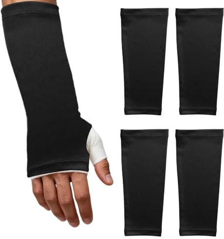 Miiqxx 4PCS Arm Cast Cover,Sleeves to Cover Arms,Removable Washable Wrist Elbow Protection Cover,Elastic Short Cast Covers Protector for Shower/Bath Protection (Black)