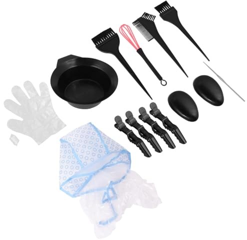 Mikikit Kit de Coloration Capillaire 15 Pièces Outil de Teinture pour Cheveux Professionnel Bol et Pinceau Inclus Couleurs Assorties Fournitures de Salon pour Mèches et Reflets à