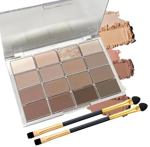 16 Colours Light Brown Nude Eyeshadow Palette,Matte & Shimmer Eye Shadow Pallets for Women,Long Lasting Highly Pigmented Neutral Eyeshadow Palette,Waterproof Taupe Grey Eye Shadows Palettes Makeup