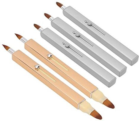 Dioche Infällbar Läppborste Dubbel- och Enkeländad Nylon Portabel Läppsminkborsteset för Professionella Makeupartister och Skönhetsentusiaster 5 Delar