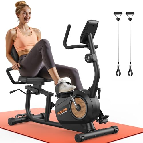 YOSUDA 2026 Upgrade Cyclette orizzontale, 16 Livelli di Resistenza, Sedile XL comfort 4D regolabile, App/Bluetooth, Colonna pieghevole, 160 KG/190 CM, Cyclette da seduta, Cyclette professionale