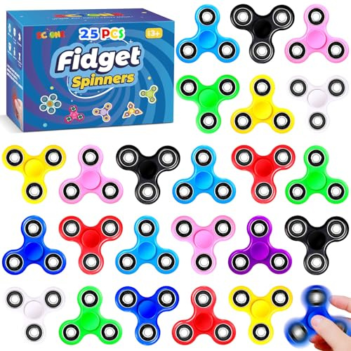 SCIONE Fidget Spinners, 25 Pack Birthday Party Gifts for Adults Kids, Treasure Box Toys for Classroom Prizes, Party Favors for Kids, Stress Anxiety ADHD Relief Fidgets Toy, Finger Hand Spinner