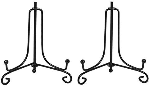 Tincogo (2 pack) Iron Display Stand, Black Iron Easel Plate Display Photo Holder Stand, Displays Picture Frames, Cookbooks, Decorative Plates, Tablets and Art 4 Inch