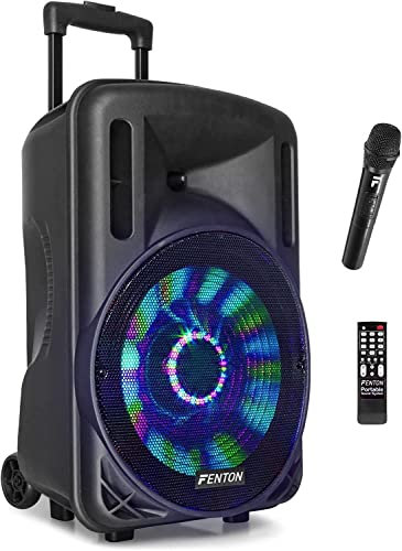 Fenton FT12LED Enceinte Sono Portable LEDs Bluetooth avec Batterie Intégrée - 700 Watts, Modes Lumineux, 12 Pouces, Télécommande, Une Enceinte Transportable Idéale pour Animer Vos Soirées