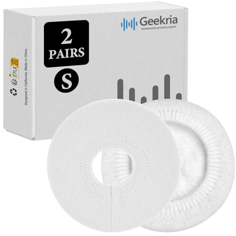 Geekria 2 Paia Coperture per Cuffie in Maglia – Certificato di Sicurezza del Prodotto – Lavabili & Elastiche, Protezioni Igieniche per Padiglioni, Cuscinetti Antisudore (Taglia S/Bianco)