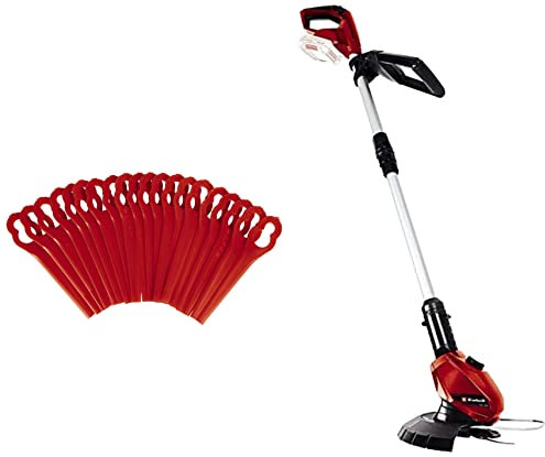 Einhell Ge-Ct 18 Li Solo Tagliabordi, 18 V, Rosso, Senza Batteria E Caricabatteria, Set Di 4 Pezzi & Originale Coltelli Di Ricambio Per Tagliabordi A Batteria (20 Pezzi)