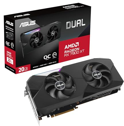 ASUS Dual Radeon RX 7900 XT OC Edition 20GB GDDR6 Gaming Grafikkarte (AMD Radeon RX7900 XT, PCIe 4.0, 1x HDMI 2.1, 3X DisplayPort 2.1, DUAL-RX7900XT-O20G)