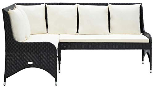Tidyard 2-TLG. Trädgårdssoffa loungesoffa trädgårdsmöbler uppsättning rottingsoffa trädgårdsset sittset poly rotting svart för trädgård och terrass och balkong