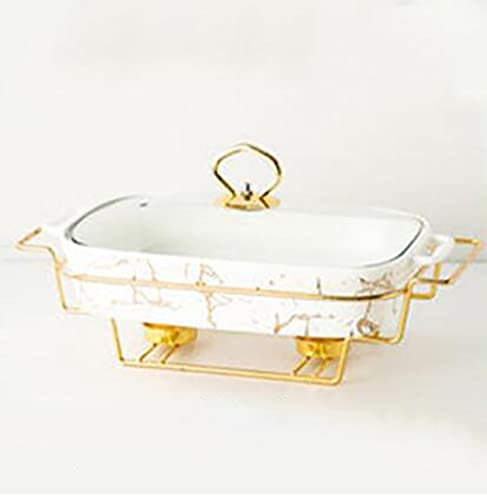 WCCCW Keramik Chafing Dish Buffet Set, Marmor Finish Chafing Dish, rechteckige Chafers für Buffet/Hochzeiten/Partys/Banketts/Catering Events, weiß, B