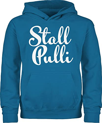 Shirtracer Kinder Hoodie Jungen Mädchen - Pferd Pferde - Stallpulli Bubble Schrift - 152 (12/13 Jahre) - Himmelblau - pferdepullover reiten Pulli reithoodies pferdeliebhaber Pullover reitpulli Reiter