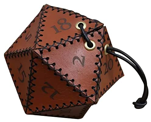 BIOSA Würfelbeutel aus Leder, Große Würfelform Würfel-Aufbewahrungstasche mit Kordelzug, Münzbeutel for Fantasy-RPG-Spiele D&D Würfel und Schmuckmünzen