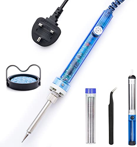 i enjoy + 60W Soldering Iron Kit, Electric, Basic & Safety, Soldering & Desoldering Equipment, Temperature Controlled, UK Plug, For Electronics Repair & Jewellery