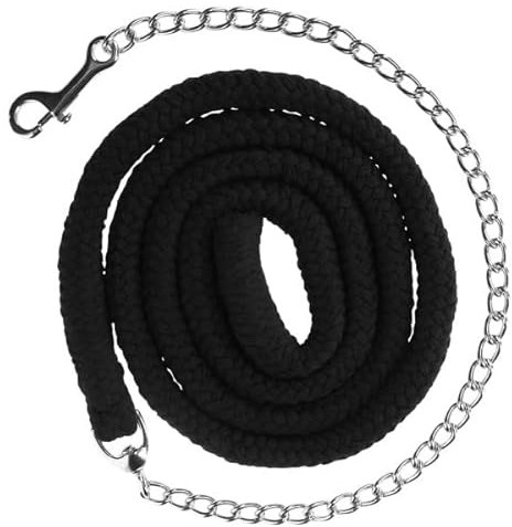 Covalliero Führstrick Baumwolle mit Kette schwarz, Größe:One Size