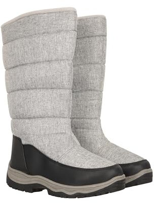 Mountain Warehouse Icey Womens Long Snow Boots - Wasserfeste, schneesichere & warme Schuhe mit Sherpa-Fleece-Futter - Für Winter, Wandern & Outdoor Hellgrau Damen-Schuhgröße 41 EU