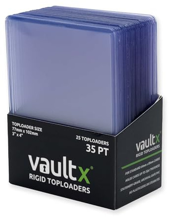 Vault X Toploaders 35pt, Trading Cards, Premium Extra Thick, 3 x 4 Seamless Rigid Card Holders, Hard Sleeves, Clear Protection for Collectible Card Games, Sports, TCG (25 Pack)