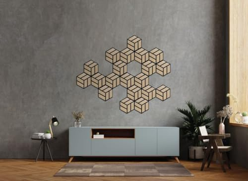 Gedotec Panneaux acoustiques hexagonaux bois | Chêne | 1 pièce | Panneaux muraux bois | Made in AUSTRIA | Décoration murale | 300 x 260 x 19 mm | Isolation phonique | Absorbeur de son | Gaming Deko