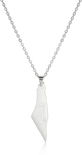 EUEAVAN Collier Palestine pour les femmes Collier Israël Israël Palestine Flag Country Map Palestine Map Country Map Outline Statement Jewelry for Men