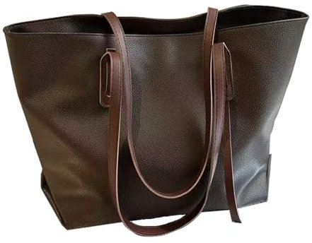YXQSED Ladies Tote Womens Bags Shoulder Handbag Simple PU Leather Top Handle Handbags Work School Shopping Bags for Women with Zip and Inner Pocket Brown Coffee