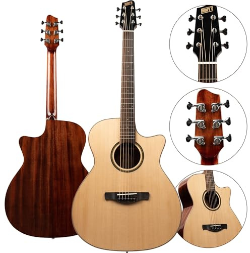 Henry's Daily GAD1 Westerngitarre - Reichen Warmen Klang & TOP Preis-Leistungs-Verhältnis - Massive Fichtendecke & Mahagonikorpus - Akustikgitarre Für Anfänger&Fortgeschrittene Western Akustik Gitarre