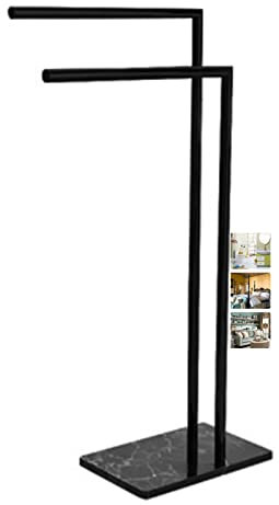 Portasciugamani autoportante nero per bagno doppio bar portasciugamani e stand asciugatura vestiti elegante e salvaspazio soluzione stendiasciugamani