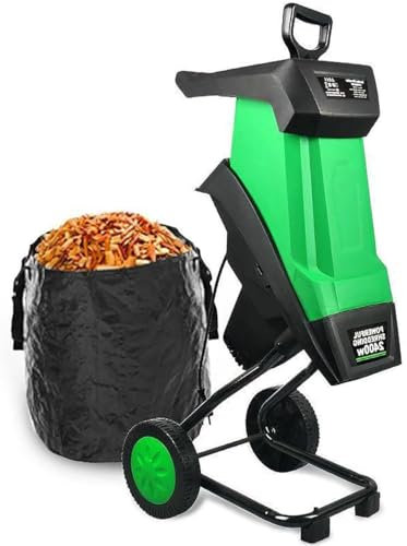 Electric Wood Chipper Shredder, 2400W Powerful Garden Waste Crusher with Collection Bag, Ideal for Backyard Leaf and Branch Cleanup