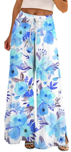 Generisch Stoffhose Damen Elegant Locker Palazzo Hose Sommerhose High Waist Bequeme Strandhose Weite Business Hosen Freizeithose Anzughose Lässig Locker Sweathose Leichte Dehnbar Casual Hoses