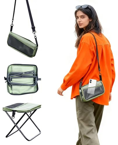 Hoewphofly Taburete Plegable Portatil para Acampada, Taburete de Pesca Plegable, Banqueta Plegable con Correa para Homb, Ideal para Paseos, Pintura, Esperar en Colas y Otras Actividades al Aire Libre