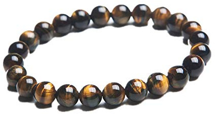 KZTHGNS 8 mm Natural Yellow Tiger Eye Stone pour Les Femmes Bracelet de Perle Rond en Cristal étirement en Cristal