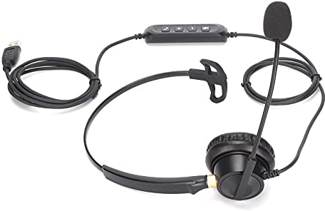 XGOUGUAAU Cuffia telefonica USB monoauricolare, cuffia monoauricolare da ufficio con microfono, audio a banda larga e cancellazione del rumore per chiamate chiare, braccio rotante