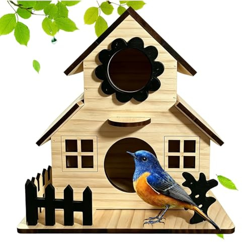 Casetta per uccelli in legno, casetta per uccelli con ingressi multipli, adatta per interni ed esterni, villa per uccelli all'aperto, casetta per uccelli in legno resistente alle intemperie per