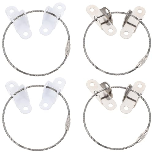 Furniture Anti-Tip Straps Child Safety Cabinet Connectors 4 Sets 4 Sets | Stainless Steel and Iron Construction, Easy Installation, White Finish, Helps Secure Bookshelves and Drawers