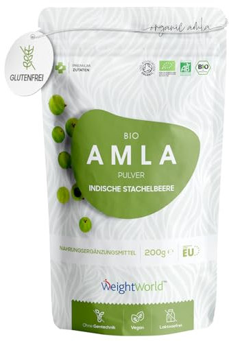 Organic amla Powder - Rich Source of Vitamin c - Indian Gooseberry for Hair Masks & Nourishing Drinks - Alternative to Vitamin c Tablets - Vegan Powder