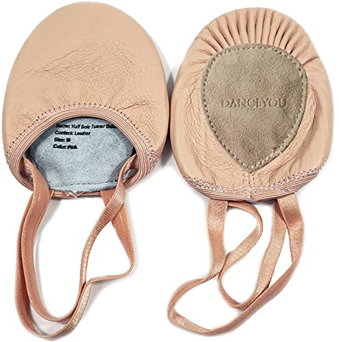 DANCEYOU Punteras Gimnasia Ritmica Zapatillas Media Suela de Cuero Antideslizantes para Ballet Danza del Vientre Jazz Yoga Baile Moderna Rítmica, Rosa XXS