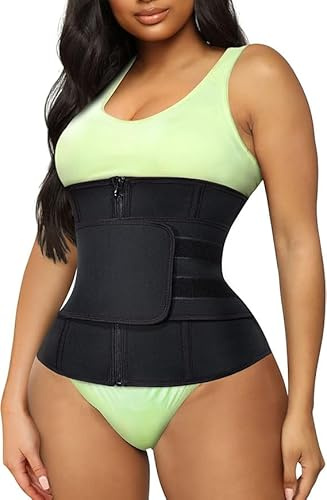 TrainingGirl Women Waist Trainer Cincher Corset Tummy Control Workout Sweat Band Slimmer Belly Belt Weight Loss Sports Girdle, Black, S