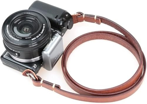 CANPIS Echtes Leder Kamera gurt Schnellverschluss, CP003 Vintage Kamera Schultergurt Hals ragegurt für Nikon Canon Sony Pentax Leica Olympus Fuji Alle DSLR-Kamera (Braun)
