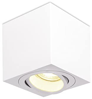 lambado® Premium LED Aufbauleuchte/Deckenstrahler Set inkl. 230V 5W GU10 Spots - dezente Aufbaustrahler/Deckenspots (eckig, weiss, schwenkbar)