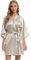 Vlazom Kimono Femme Satin Mariage Bridesmaid Peignoir Manche Courte Peignoir Robe de Soirée de Mariage，Beige Épais，M