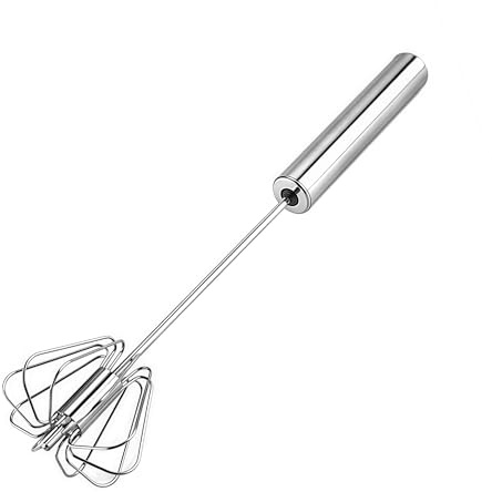 Stainless Steel Egg Whisk, Hand Push Rotary Whisk Blender, Versatile Milk Frother, Hand Push Mixer Stirrer for Blending, Whisking, Beating & Stirring (12in)