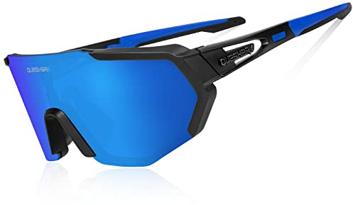 Queshark Polarizzati Anti-UV Occhiali da Ciclismo Bici MTB Intercambiabili per Sport Uomo Donna Guida Pesca Golf Baseball Corsa