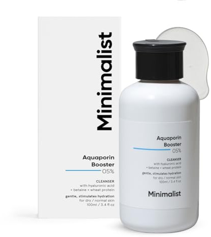 Minimalist 5% Aquaporin Booster Face Cleanser with Hyaluronic Acid for Dry Skin | Gently Cleanses Skin & Stimulates Hydration | Women & Men | 100 ml/3.4 fl oz