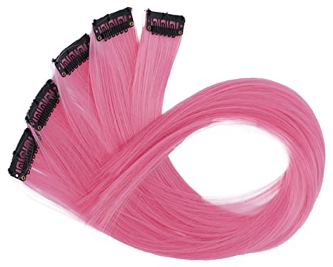 CAISHA 60cm 5 Parti Colorato Ciocca Meches Clip In Extension Extension Per Capelli Lisci Capelli Lunghi Parrucchino Rosa BST113