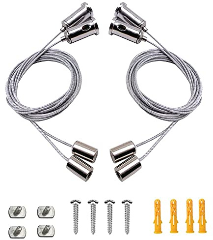 Rostfritt stålkabel upphängningssats, 4 st justerbar stålkabel för lätt hängning, pendellampa universell kabelsats universal kit monteringskablar 1,5 mm x 1 m