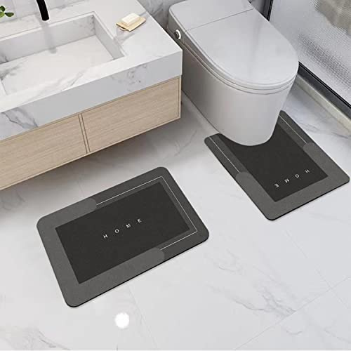 YeahBoom Juego de Alfombrillas de Suelo superabsorbentes de 2 Piezas,50 x 80 cm,Alfombrilla de baño y 50 x 60 cm en Forma de U,para baño de Espuma viscoelástica,Alfombrilla de baño Antideslizante