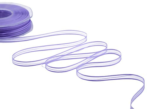 Furlanis - Velo Bordi Raso con Tirante Centrale, Nastro Decorativo per Confezioni, Bomboniere, Tessuto Italiano - Lilla, 6 mm x 50 m