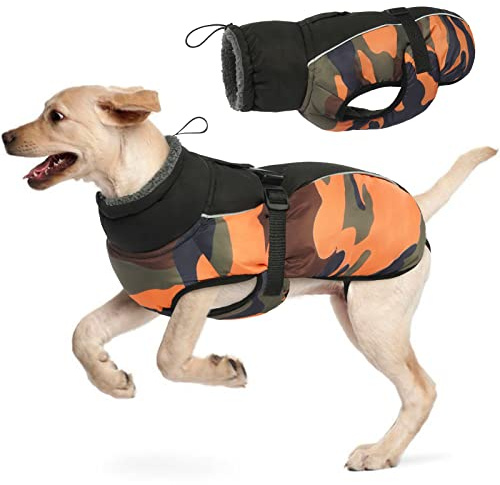 Hjyokuso Cappotto per cani impermeabile Giacca invernale calda, Giacca per cani antivento Abbigliamento per cani Completo per cani di taglia piccola di taglia media Con Striscia Riflettente